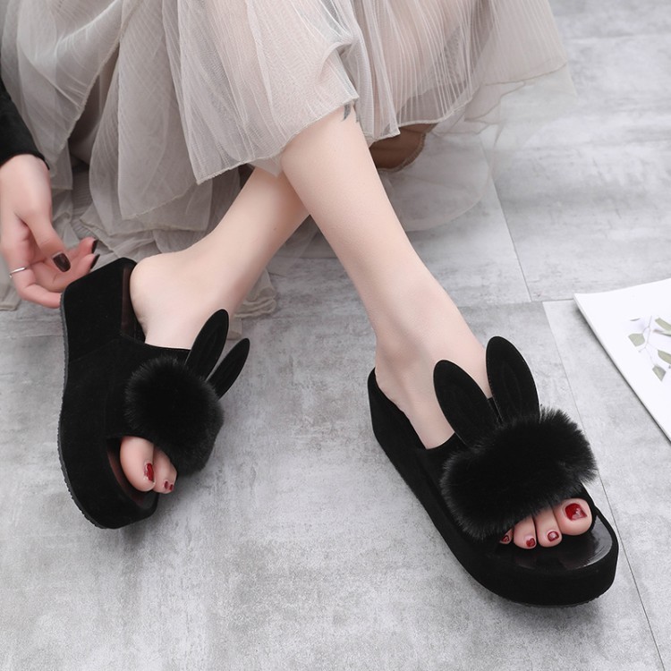 furry heel slippers